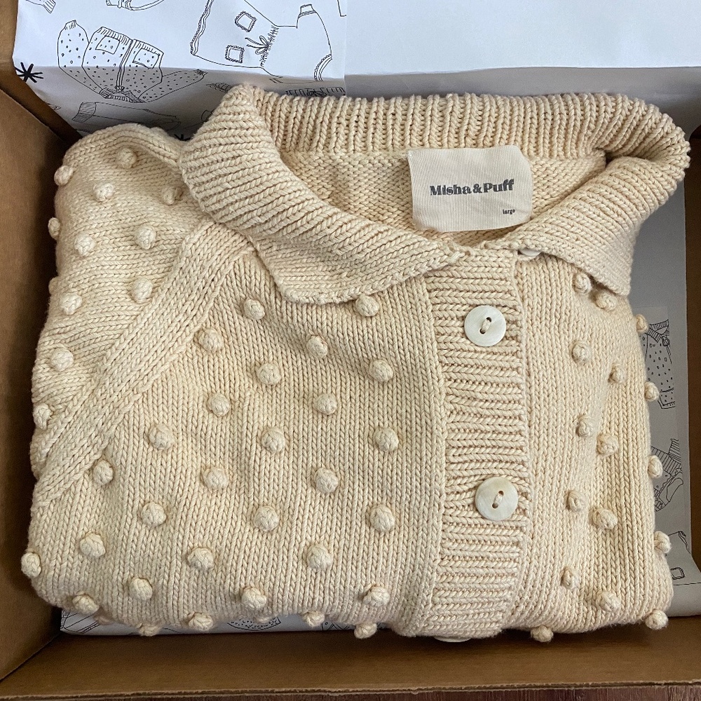 Misha & Puff MACADAMIA POPCORN CARDIGAN SZ L
